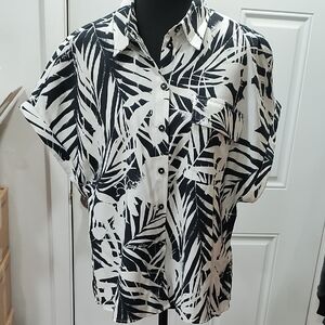 Tommy Hilfiger Black and White Leaf Print Shirt